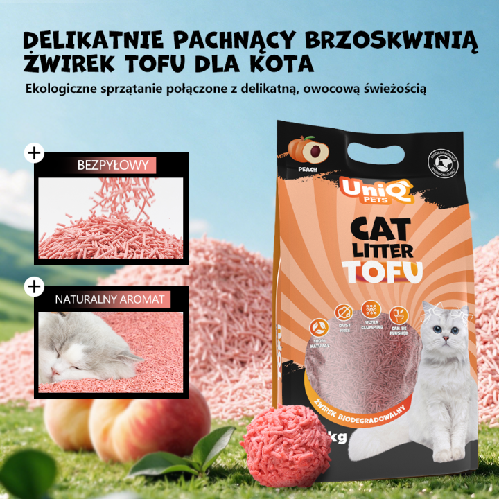 UNIQ PETS Żwirek tofu dla kota brzoskwinia biodegradowalny