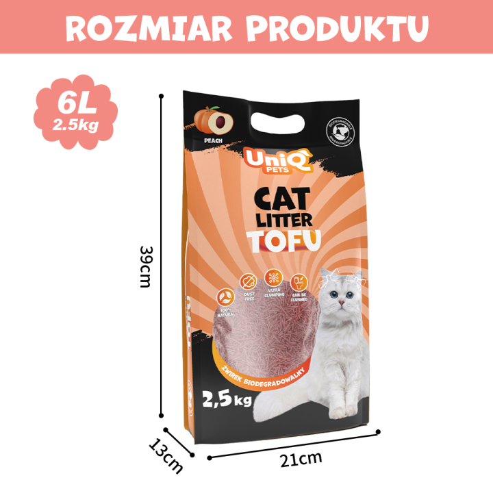 UNIQ PETS Żwirek tofu dla kota brzoskwinia biodegradowalny