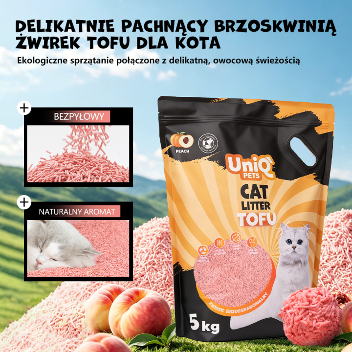 UNIQ PETS Żwirek tofu dla kota brzoskwinia biodegradowalny