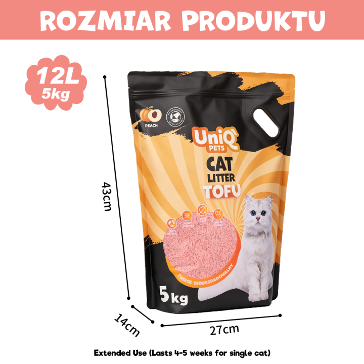 UNIQ PETS Żwirek tofu dla kota brzoskwinia biodegradowalny