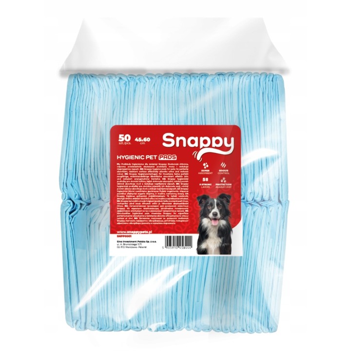 SNAPPY podkłady maty higieniczne chłonne niebieskie 45x60cm, 50 szt.