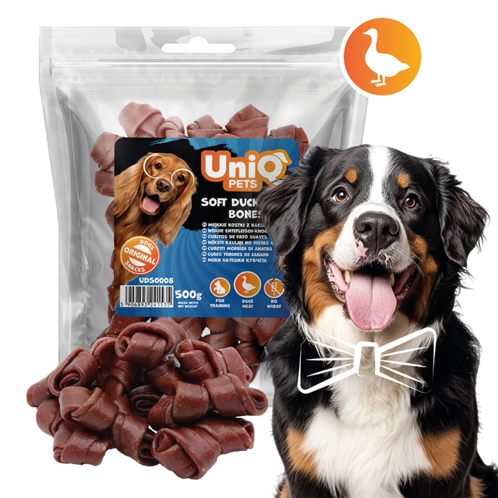 Przysmaki dla psa miękkie kostki z kaczki 500g Uniq Pets
