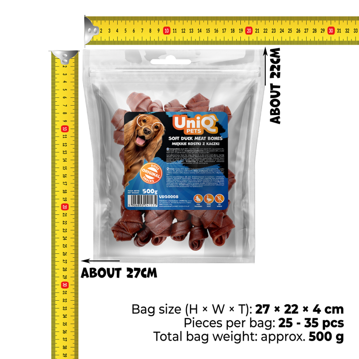 Przysmaki dla psa miękkie kostki z kaczki 500g Uniq Pets