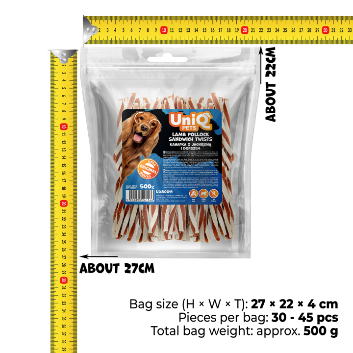Przysmaki dla psa sandwich jagnięcina dorsz 500g Uniq Pets