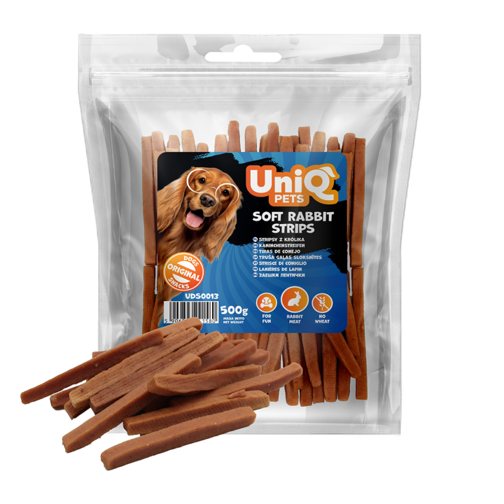 Miekkie paski krolik przysmaki dla psa 500g Uniq Pets