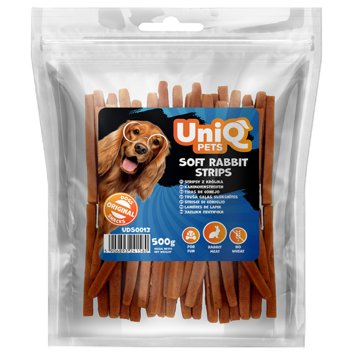 Miekkie paski krolik przysmaki dla psa 500g Uniq Pets