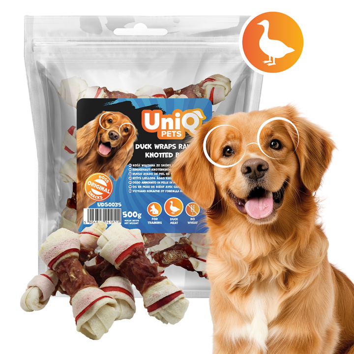 Kostki wapienne z kaczka i skóry wołowej 500g Uniq Pets