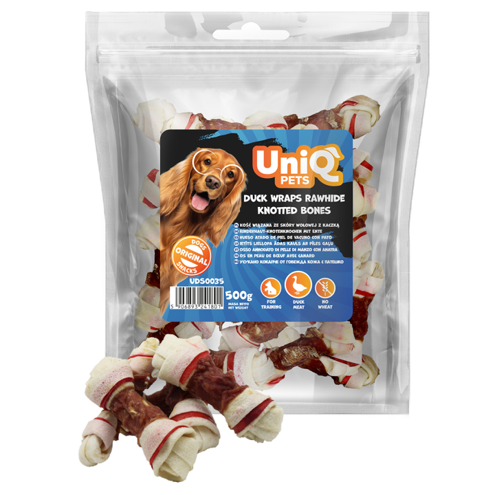 Kostki wapienne z kaczka i skóry wołowej 500g Uniq Pets