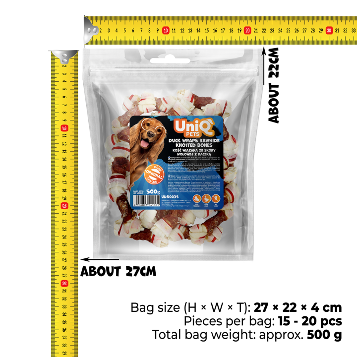 Kostki wapienne z kaczka i skóry wołowej 500g Uniq Pets