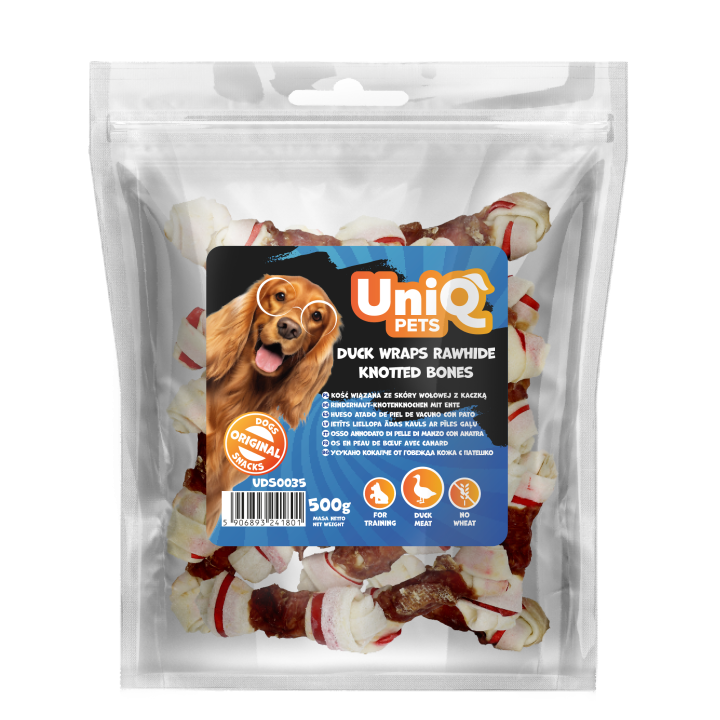 Kostki wapienne z kaczka i skóry wołowej 500g Uniq Pets
