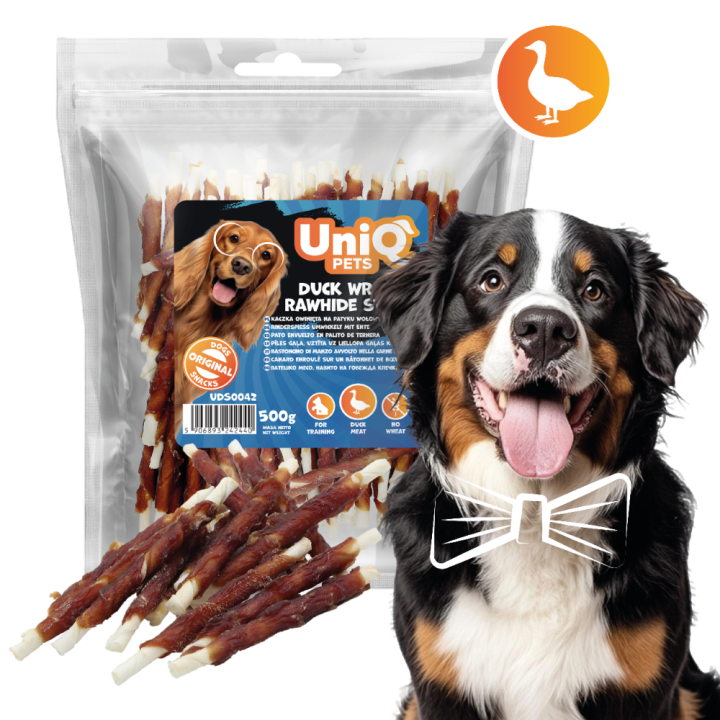 Paleczki owiniete kaczka 500g Uniq Pets