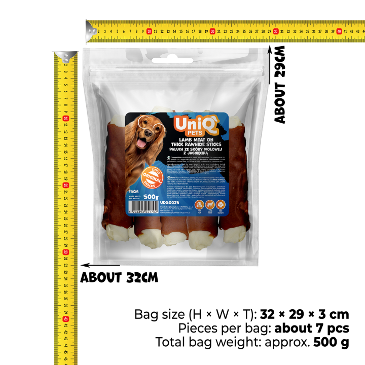 Paleczki dla psa jagnięcina ze skórą wołową 500g Uniq Pets