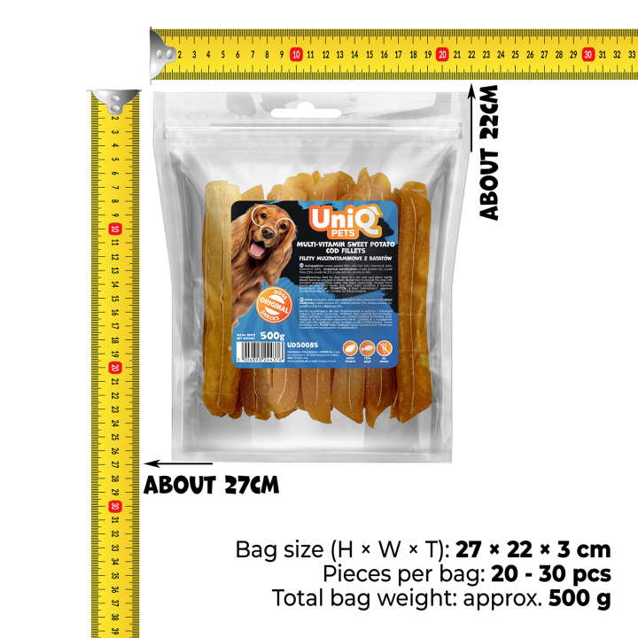 Przysmaki dla psa bataty filety multiwitaminowe 500g Uniq Pets
