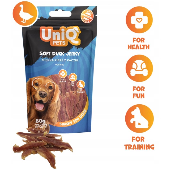 UNIQ PETS Przysmak dla psa miękka pierś z kaczki 80g