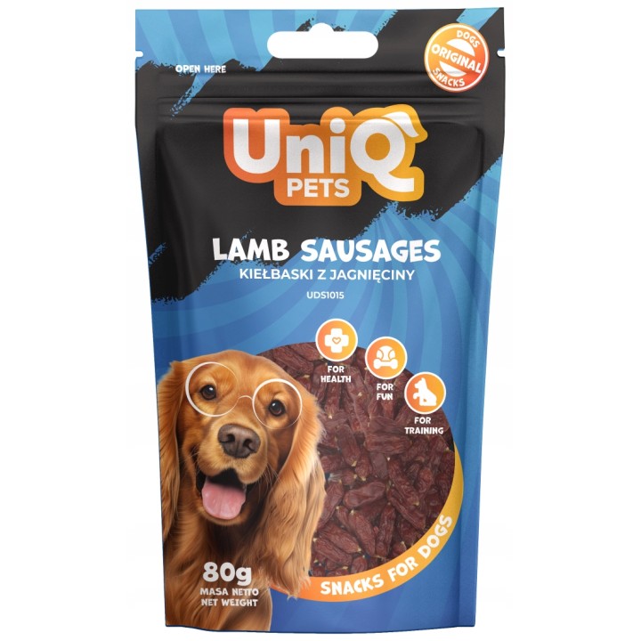 UNIQ PETS Przysmak dla psa kiełbaski z jagnięciny 80g