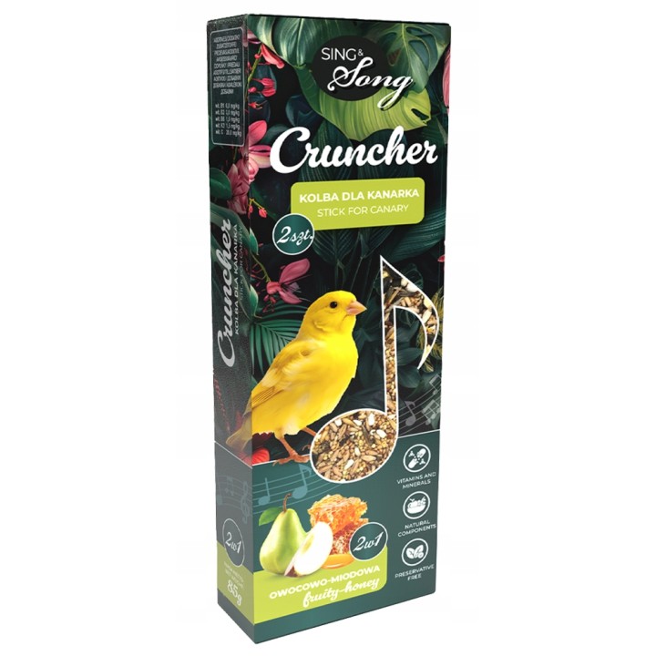SING&SONG CRUNCHER przysmak dla kanarka 2w1 owocowo- miodowy 85g