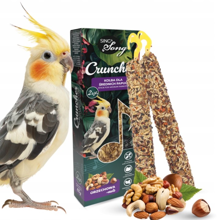 SING&SONG CRUNCHER przysmak dla średnich papug orzechowy 85g
