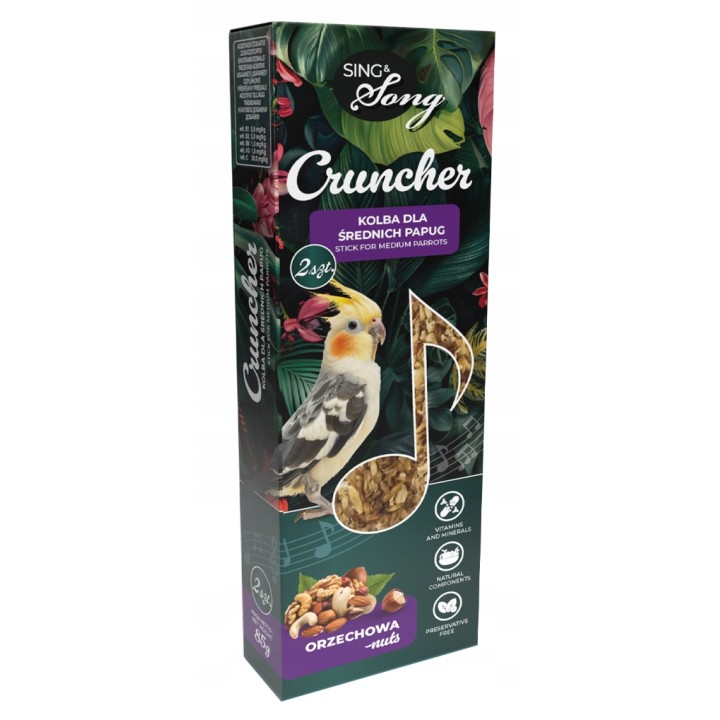 SING&SONG CRUNCHER przysmak dla średnich papug orzechowy 85g