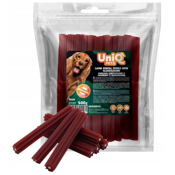 Pałeczki dentystyczne dla psa jagnięcina z glukozaminą 500g UNIQ PETS