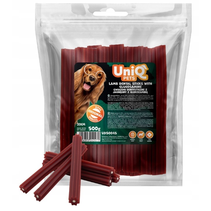 Przysmaki dentystyczne dla psa jagnięcina z glukozaminą 500g Uniq Pets