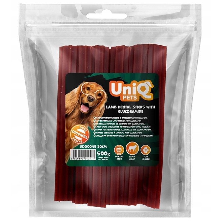 Przysmaki dentystyczne dla psa jagnięcina z glukozaminą 500g Uniq Pets
