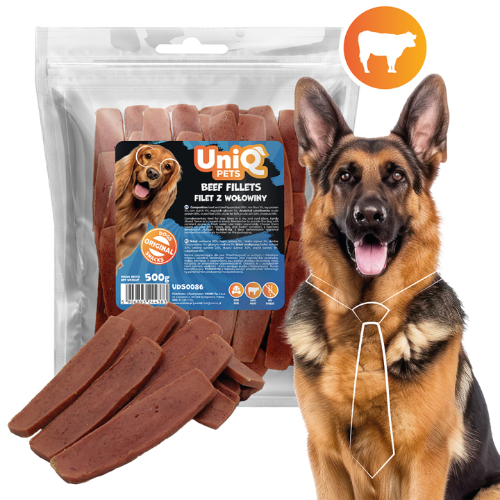 UNIQ PETS przysmaki dla psa filet z wołowiny 500g