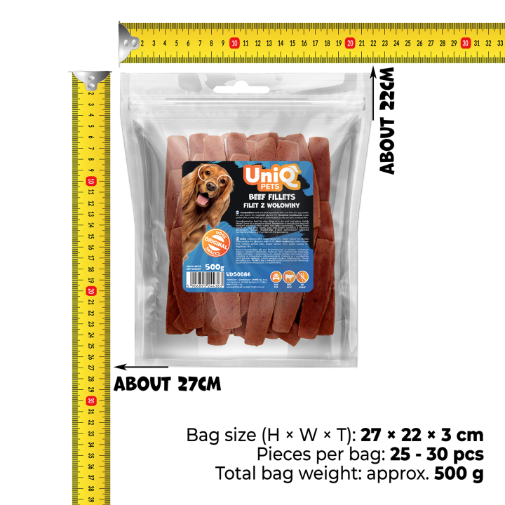 UNIQ PETS przysmaki dla psa filet z wołowiny 500g
