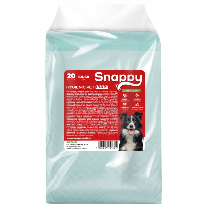 SNAPPY podkłady maty higieniczne zielone zapach trawy 60x60cm 20 szt.