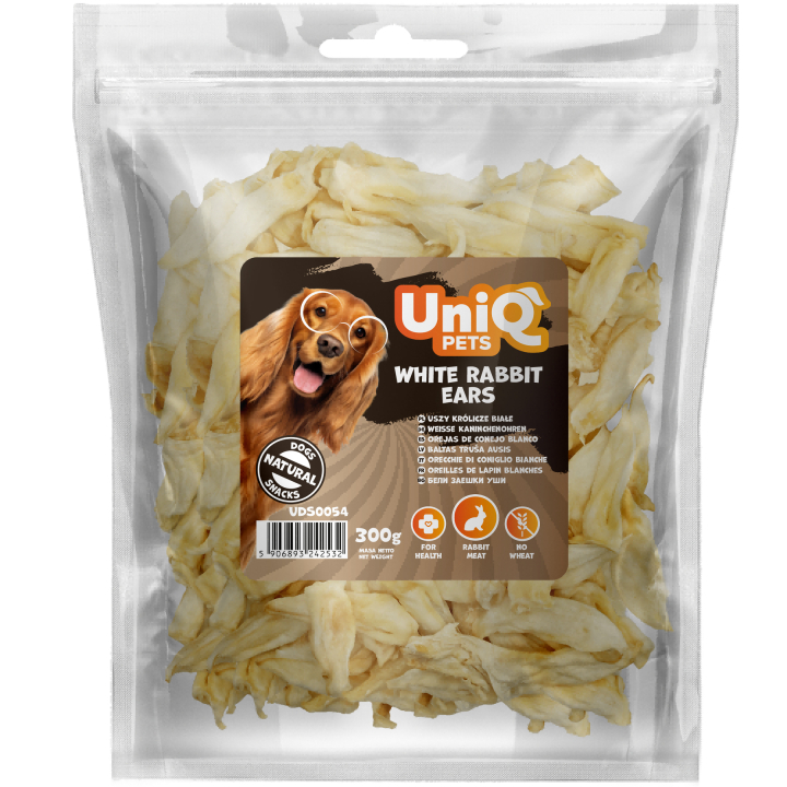 Uszy królicze naturalne przysmaki dla psa gryzak 300g UNIQ PETS