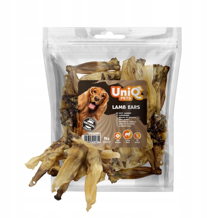 Przysmaki dla psa uszy z jagnięciny 1kg UNIQ PETS