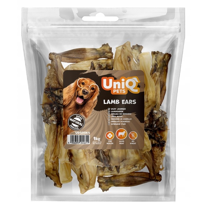 Przysmaki dla psa uszy z jagnięciny 1kg UNIQ PETS