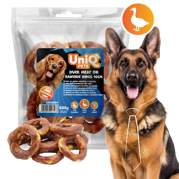 Naturalny przysmak przekąska dla psa ring z kaczki ze skórą wołową 500g UNIQ PETS