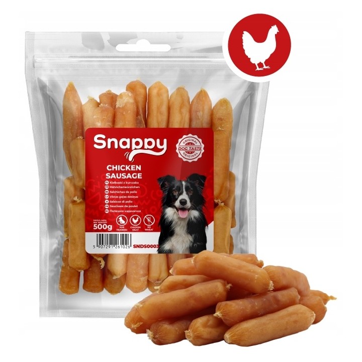 Kielbaski z kurczaka dla psa - przysmak naturalny 500g SNAPPY