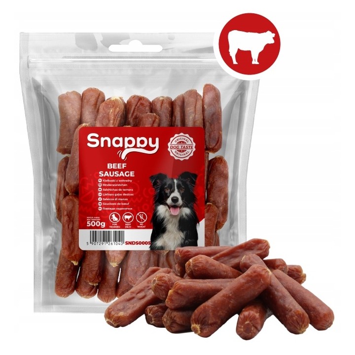 Przysmaki dla psa kielbaski wolowina dla psa 500g SNAPPY