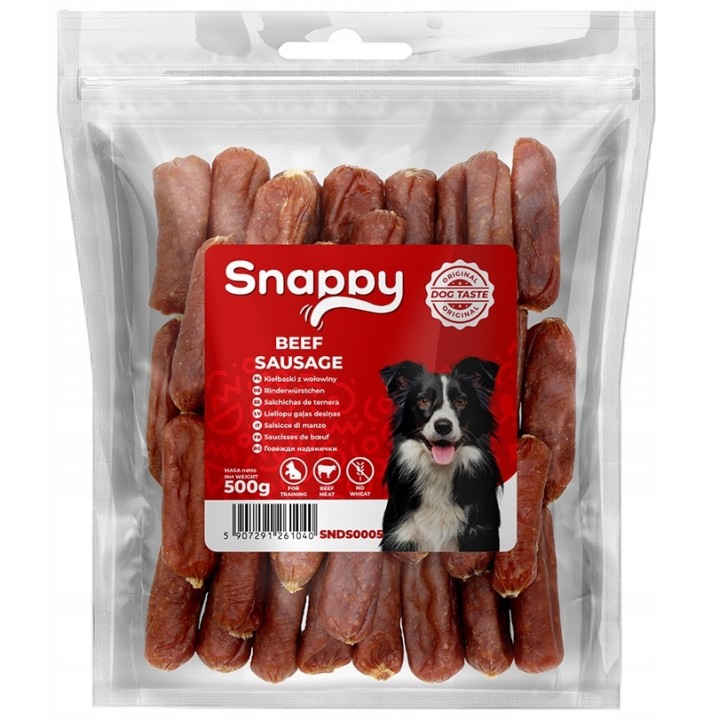 Przysmaki dla psa kielbaski wolowina dla psa 500g SNAPPY