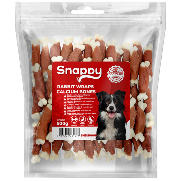Przysmaki dla psa kostki wapniowe z królikiem - przysmaki dla psa 500g SNAPPY