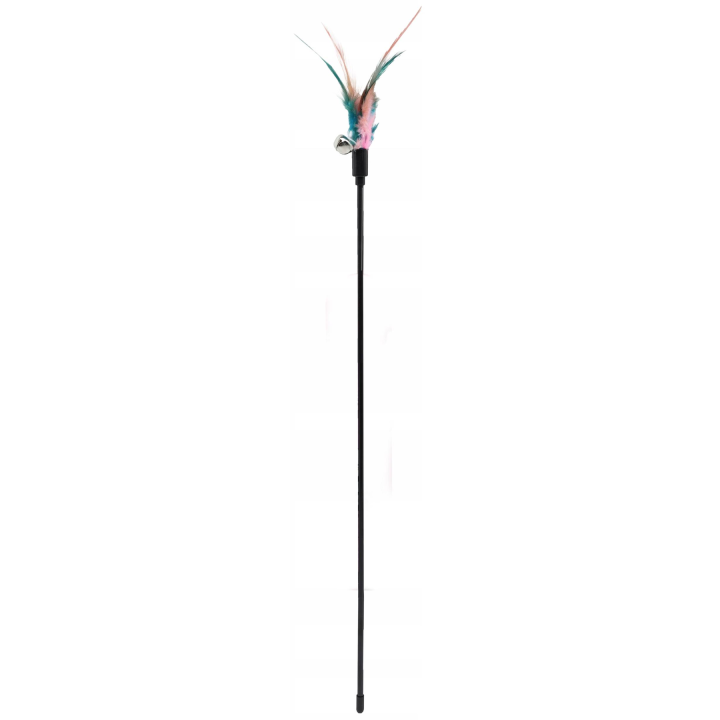 UNIQ PETS zabawka dla kota plastikowa wędka z kolorowymi piórkami 55cm