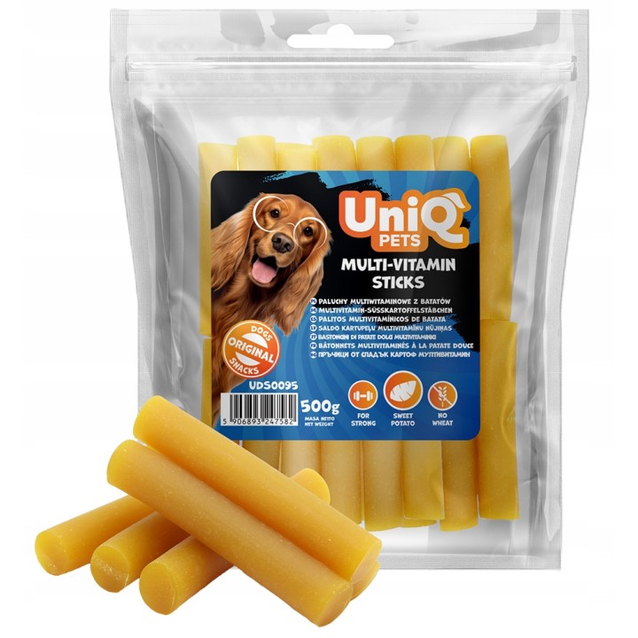 Przysmaki dla psa bataty multiwitaminowe miękkie pałeczki dla psa 500g UNIQ PETS