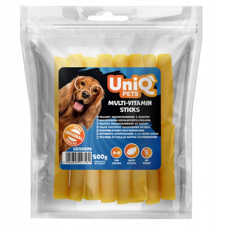 Przysmaki dla psa bataty multiwitaminowe miękkie pałeczki dla psa 500g UNIQ PETS