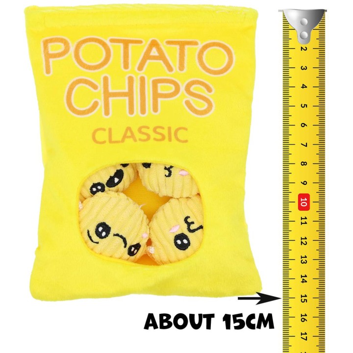 UNIQ PETS zabawka dla psa paczka chipsów z chrupkami na sznurku i piszczałką 15x20cm