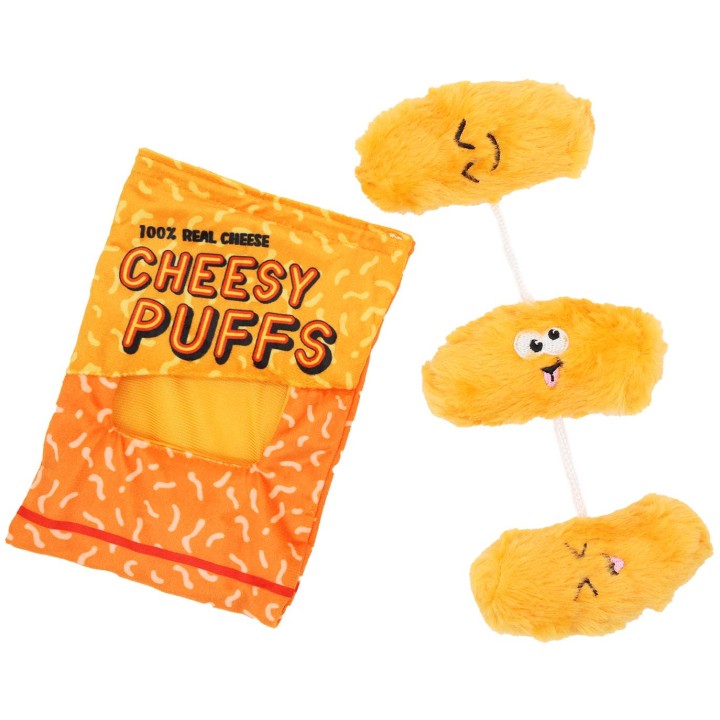 UNIQ PETS zabawka dla psa paczka chipsów z chrupkami na sznurku i piszczałką 15x20cm