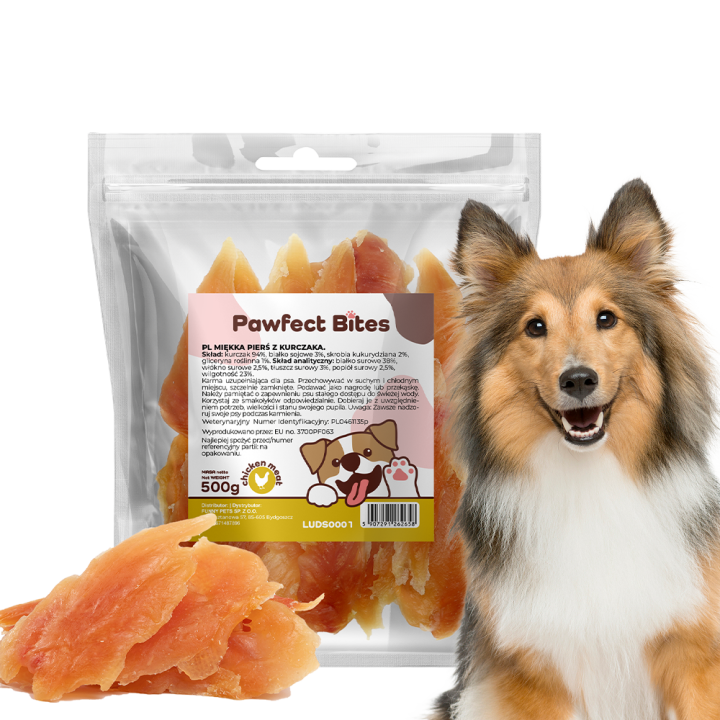 PAWFECT BITES przysmaki dla psa miękka pierś z kurczaka 500g
