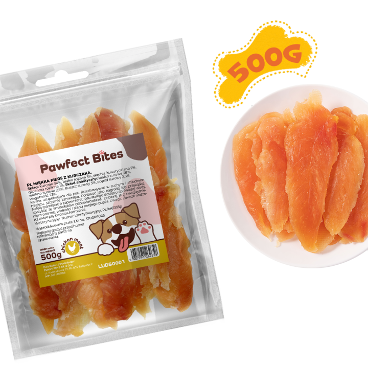 PAWFECT BITES przysmaki dla psa miękka pierś z kurczaka 500g