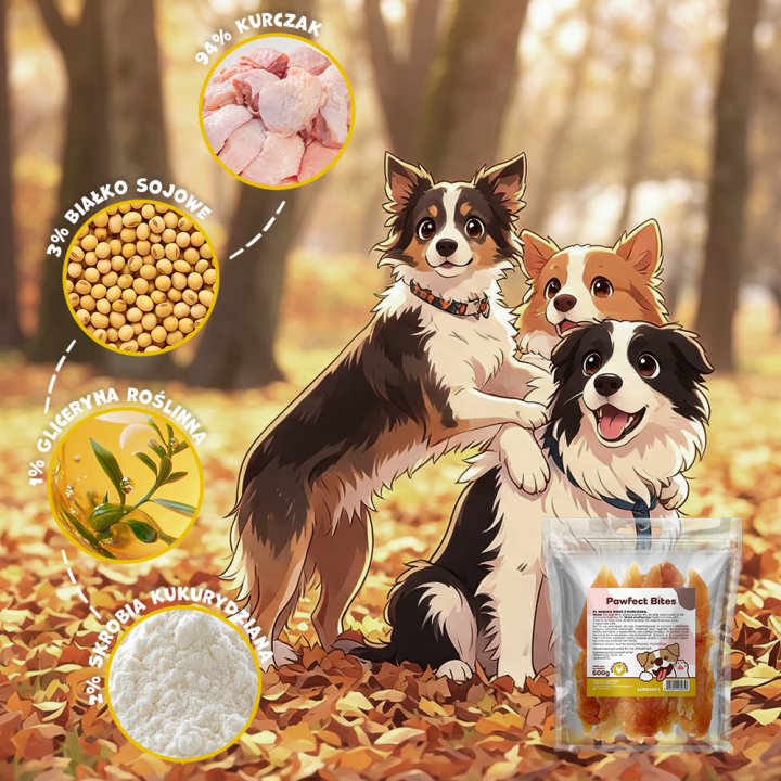 PAWFECT BITES przysmaki dla psa miękka pierś z kurczaka 500g