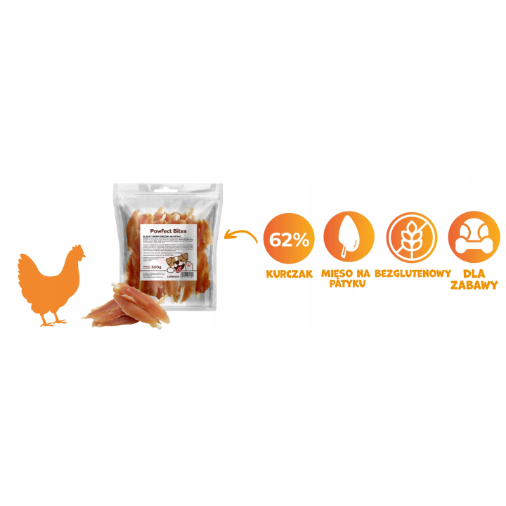PAWFECT BITES filet z piersi kurczaka przysmaki dla psa 500g