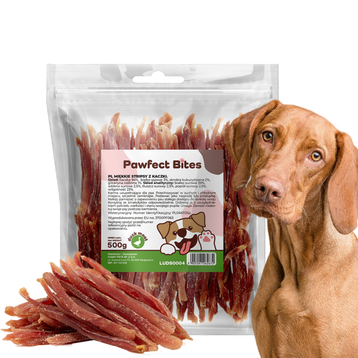 PAWFECT BITES stripsy z kaczki przysmaki dla psa 500g