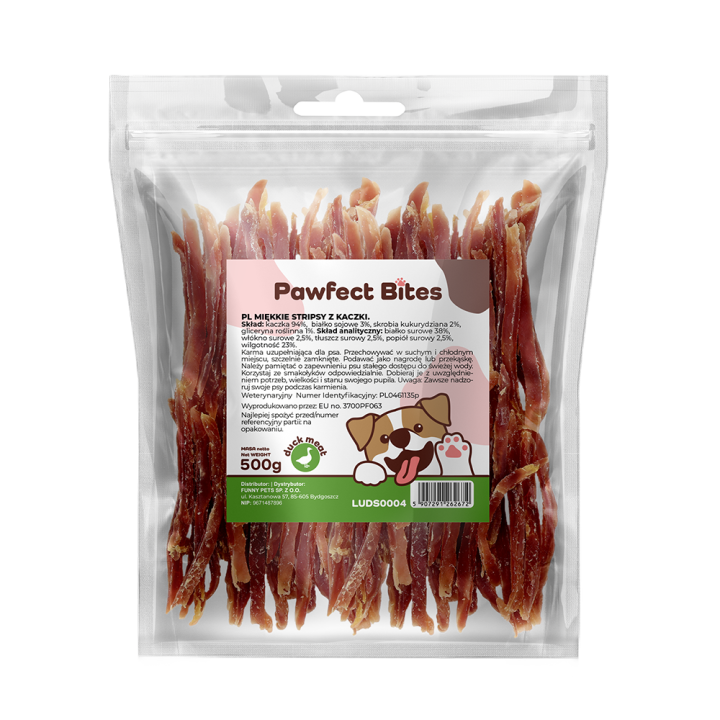 PAWFECT BITES stripsy z kaczki przysmaki dla psa 500g