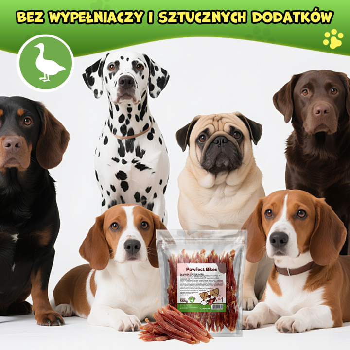 PAWFECT BITES stripsy z kaczki przysmaki dla psa 500g
