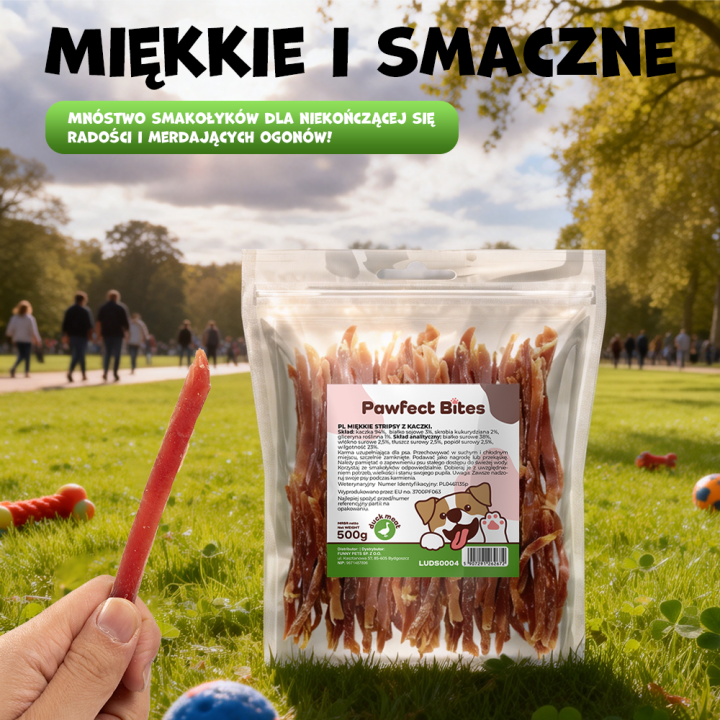 PAWFECT BITES stripsy z kaczki przysmaki dla psa 500g