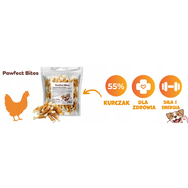 PAWFECT BITES kostki wapienne dla psa z kurczakiem 500g